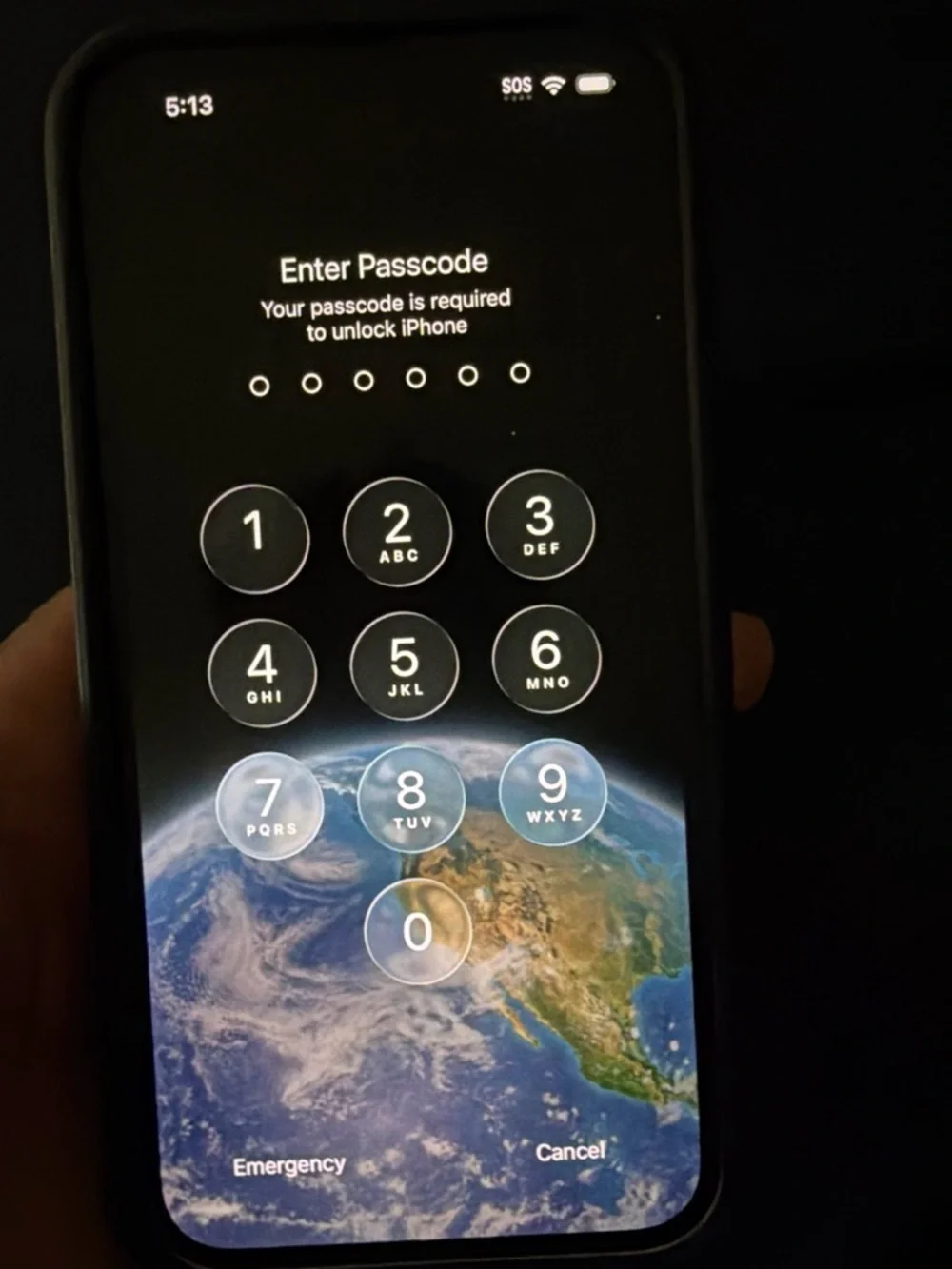 Apple iPhone Black with Blue/Green Earth Wallpaper